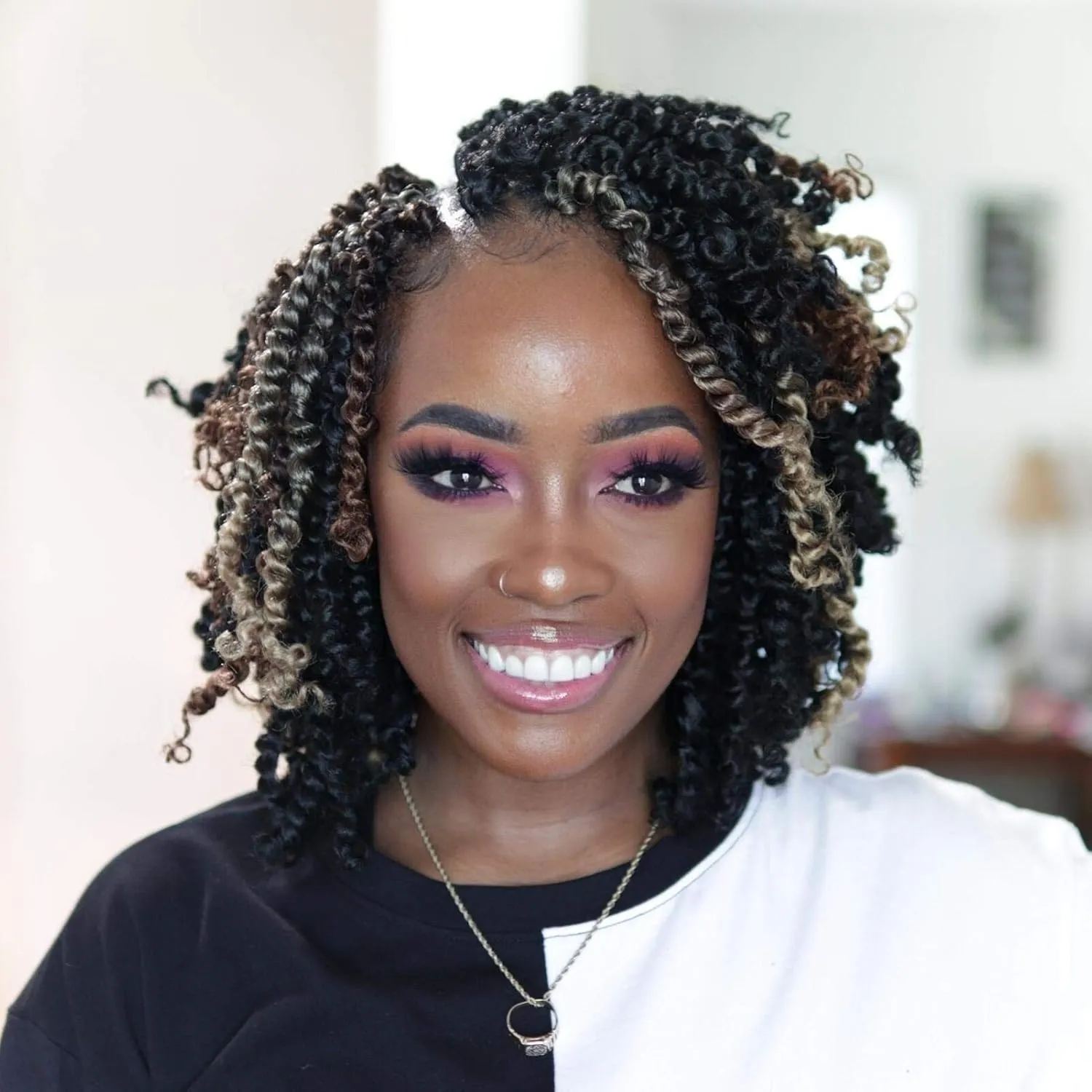 GIX Tiana Passion Twist Hair - 8 Inch 8 Packs Dark Brown Mid-Length Bob Passion Twist Crochet Hair, Pre-Twisted Pre-Looped Passion Twists Synthetic Braiding Hair Extensions (8 Inch,2#-8P)