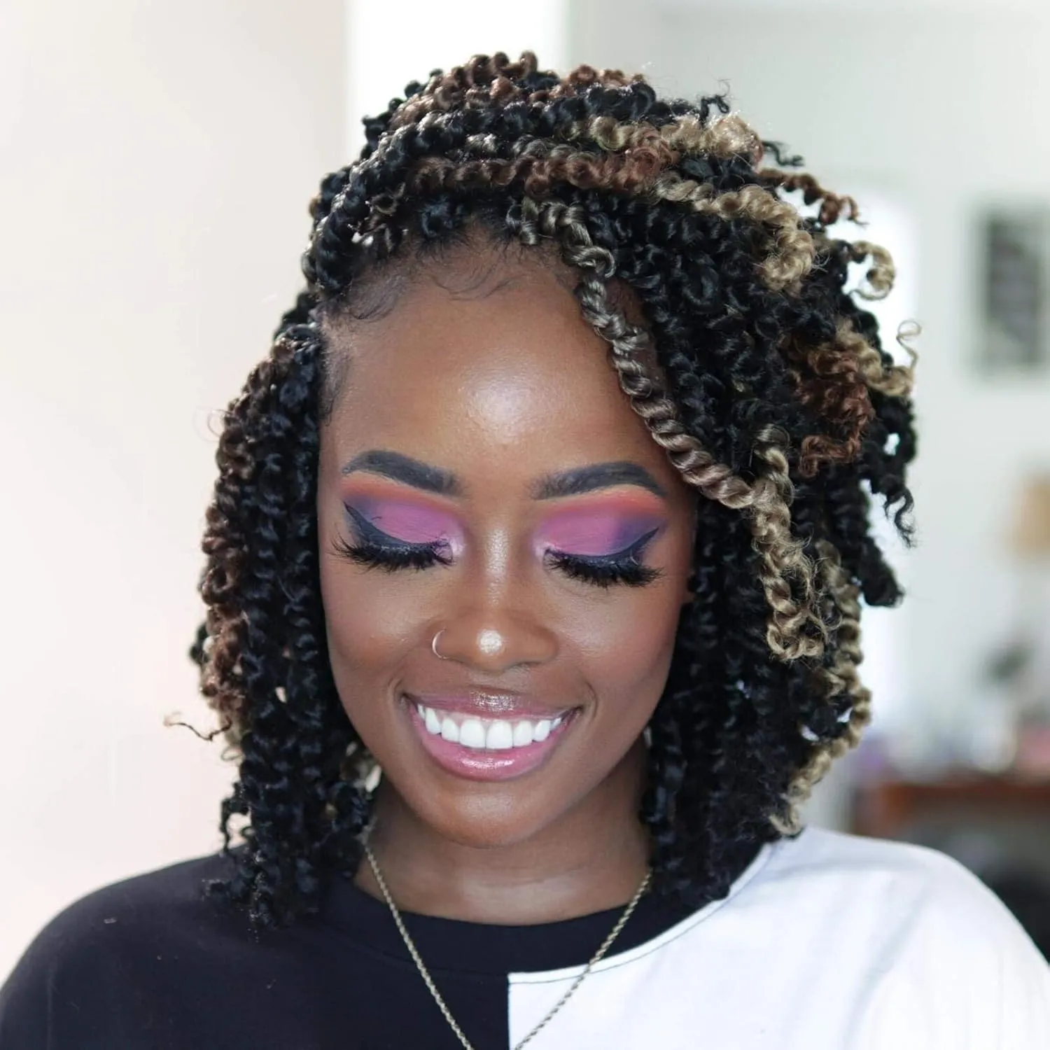 GIX Tiana Passion Twist Hair - 8 Inch 8 Packs Dark Brown Mid-Length Bob Passion Twist Crochet Hair, Pre-Twisted Pre-Looped Passion Twists Synthetic Braiding Hair Extensions (8 Inch,2#-8P)