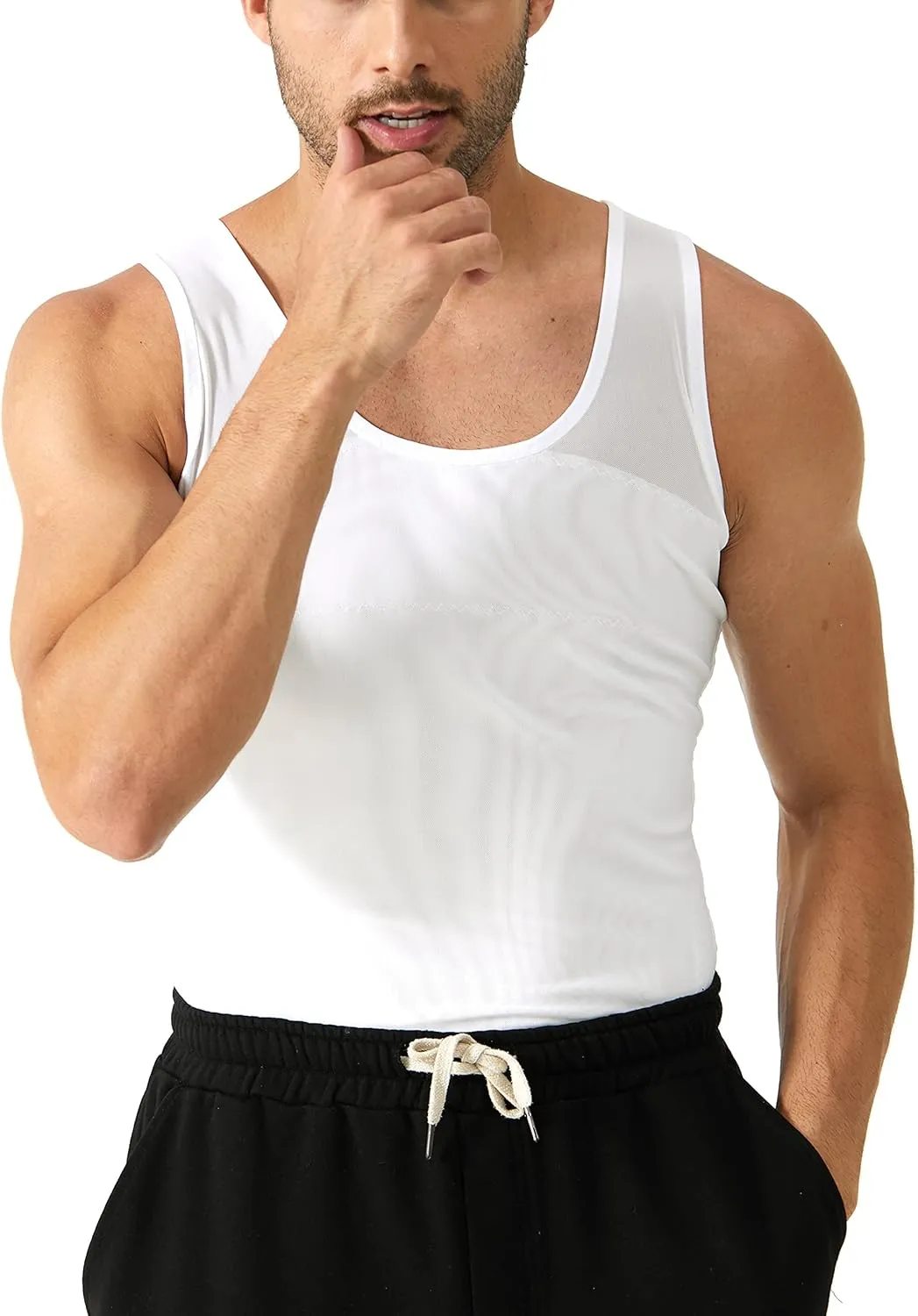 GKVK Mens Slimming Body Shaper Vest Chest Compression Shirt Abs Abdomen Slim Tank Top Undershirt