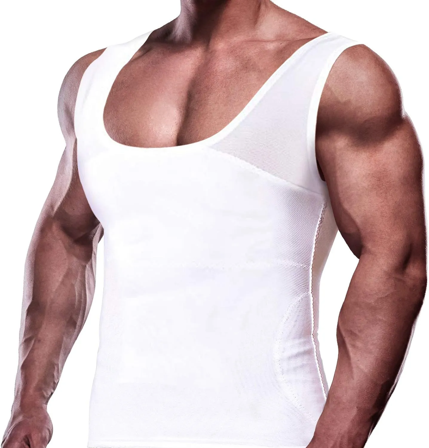 GKVK Mens Slimming Body Shaper Vest Chest Compression Shirt Abs Abdomen Slim Tank Top Undershirt