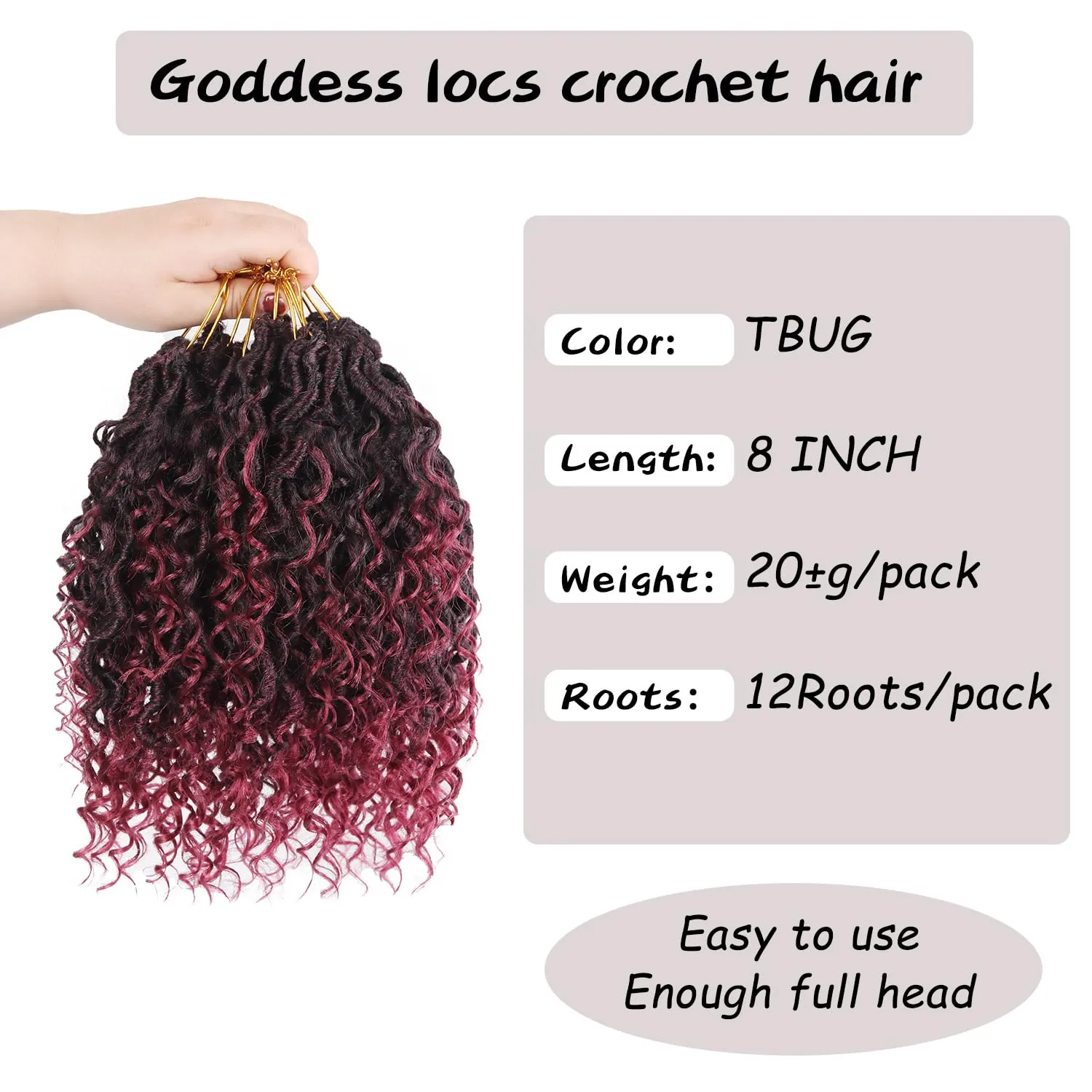 Goddess Locs Crochet Hair, 8 Inch 9 Packs Faux Locs Synthetic Crochet Hair for Black Women, Boho Style Pre looped crochet Locs with Curly Ends