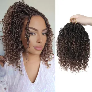 Goddess Locs Crochet Hair,8 Inch 9 Packs Faux Locs Synthetic Crochet Hair for Black Women, Boho Style Pre looped crochet Locs with Curly Ends