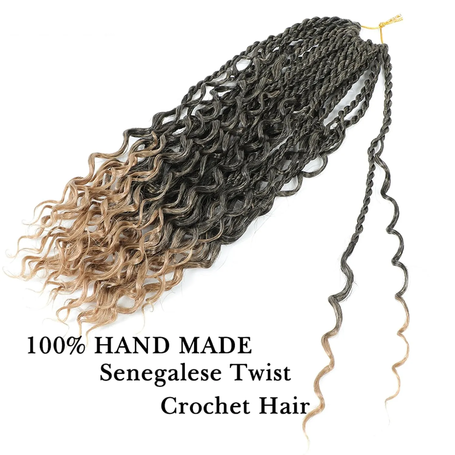 Goddess Twist Braids Crochet Hair With Curly Ends Bohomian Twist Braids Crochet Braids 6 Packs mini Crochet Braids ombre black brown Synthetic Braiding Hair Extension for Black Women (14inch, T27)