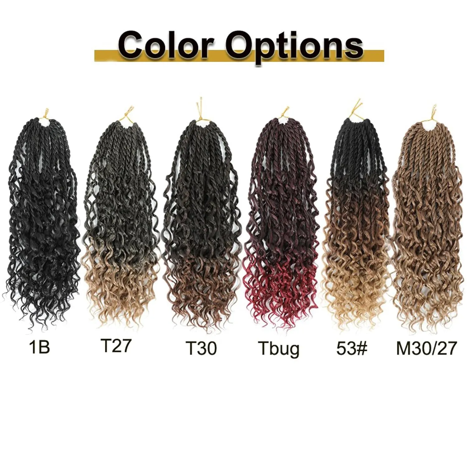 Goddess Twist Braids Crochet Hair With Curly Ends Bohomian Twist Braids Crochet Braids 6 Packs mini Crochet Braids ombre black brown Synthetic Braiding Hair Extension for Black Women (14inch, T27)