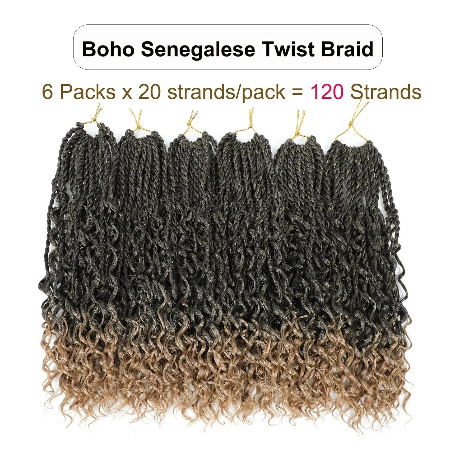 Goddess Twist Braids Crochet Hair With Curly Ends Bohomian Twist Braids Crochet Braids 6 Packs mini Crochet Braids ombre black brown Synthetic Braiding Hair Extension for Black Women (14inch, T27)