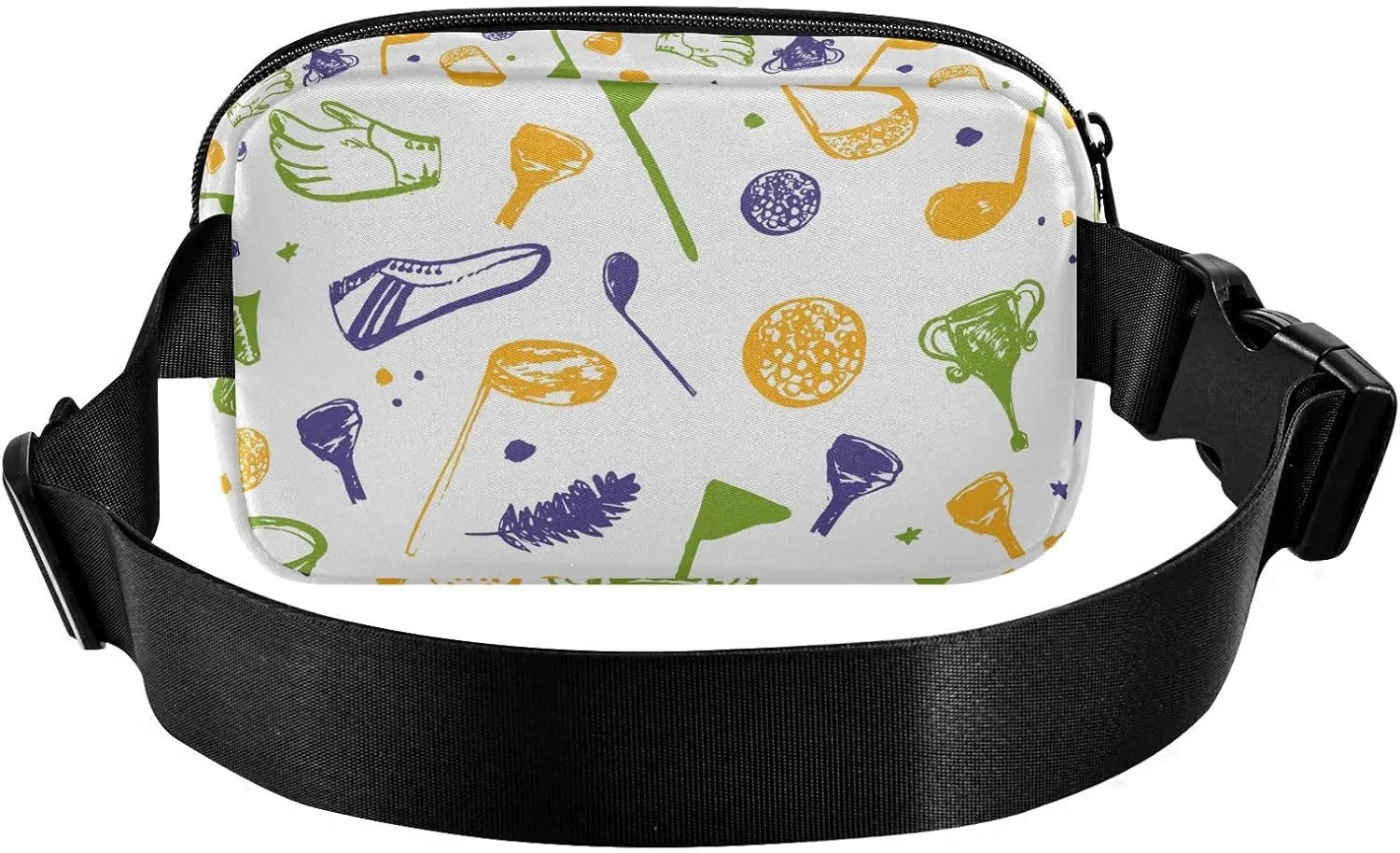 Golf Ball White Fanny Pack for Women Men Crossbody Belt Bag Fashion Waist Packs Purse with Adjustable Strap Waist Pouch for Outdoors Shopping Traveling