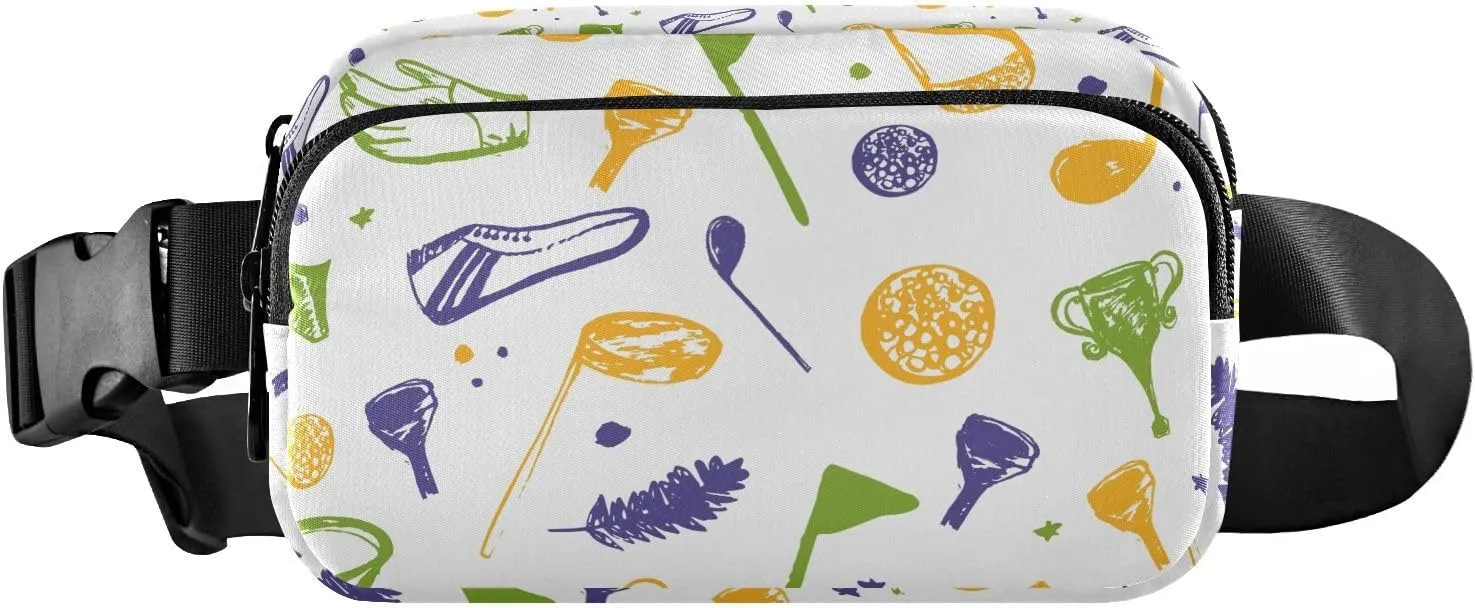Golf Ball White Fanny Pack for Women Men Crossbody Belt Bag Fashion Waist Packs Purse with Adjustable Strap Waist Pouch for Outdoors Shopping Traveling