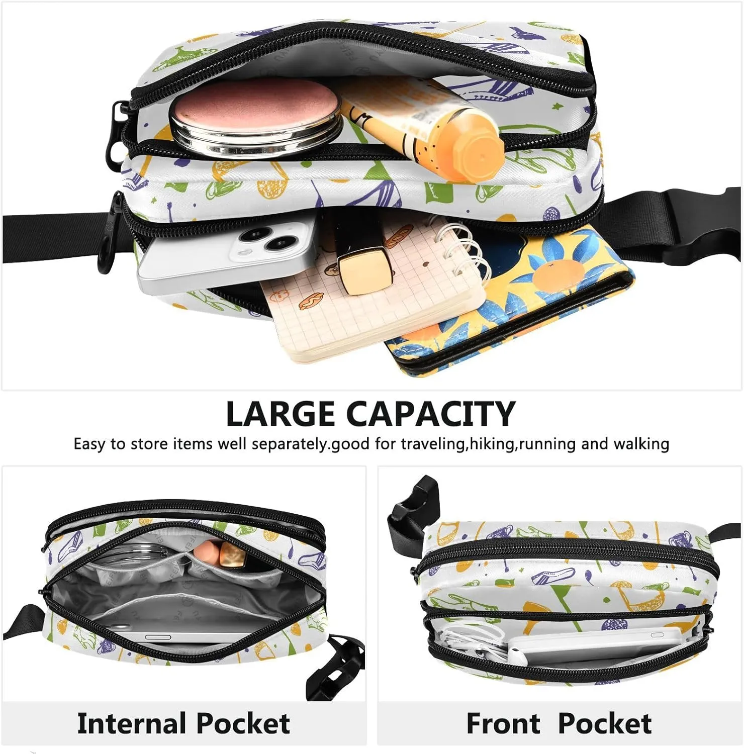 Golf Ball White Fanny Pack for Women Men Crossbody Belt Bag Fashion Waist Packs Purse with Adjustable Strap Waist Pouch for Outdoors Shopping Traveling