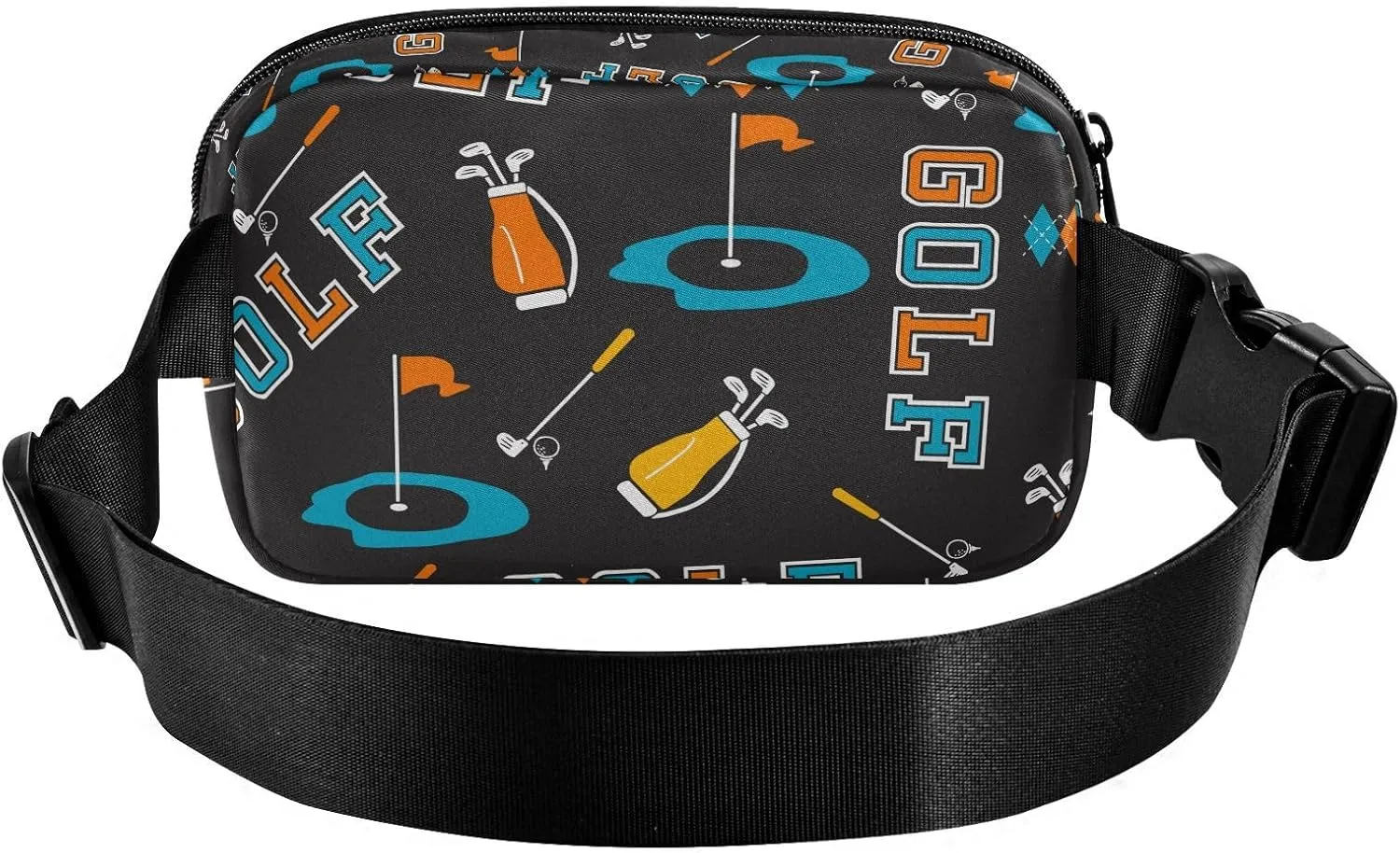 Golf Balls Black Fanny Pack for Women Men Crossbody Belt Bag Fashion Waist Packs Purse with Adjustable Strap Hip Bag for Cycling Running Hiking