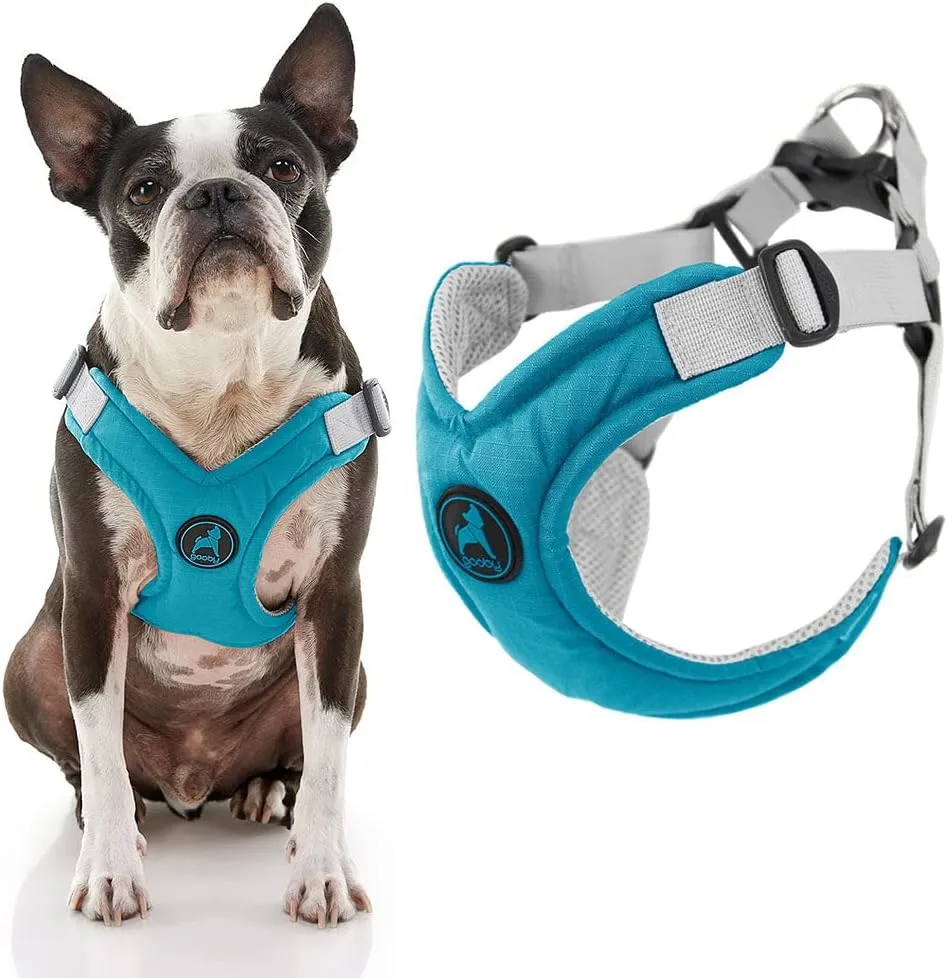 Gooby Memory Foam Step in Harness - Turquoise, X-Large - No Pull Small Dog Harness Patented Choke-Free X Frame - Perfect On-The-Go Dog Harness