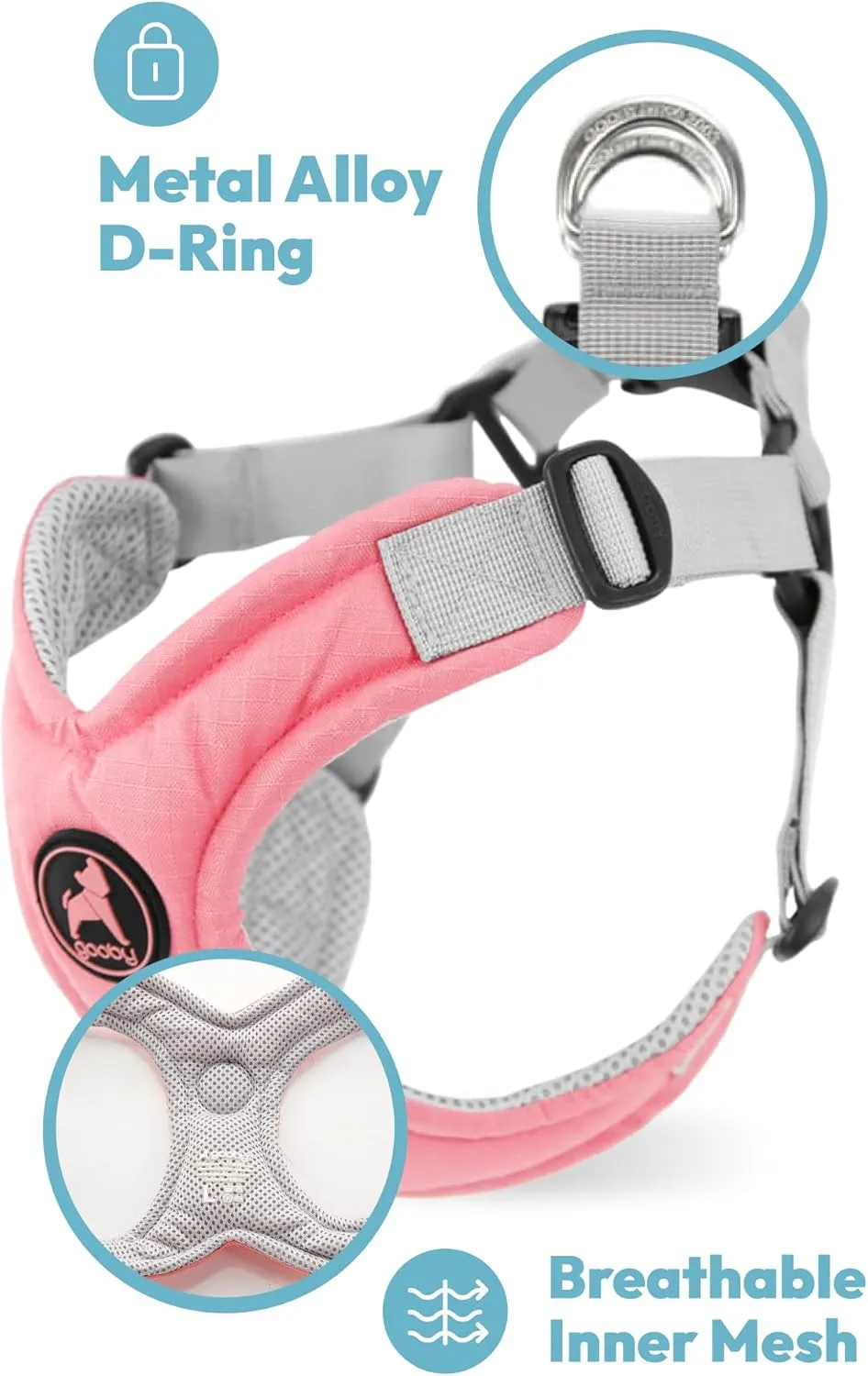 Gooby Memory Foam Step in Harness - Turquoise, X-Large - No Pull Small Dog Harness Patented Choke-Free X Frame - Perfect On-The-Go Dog Harness
