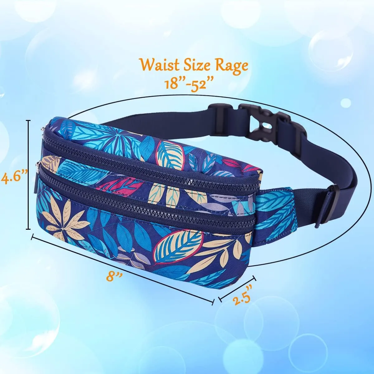 Goothdurs Fanny Pack for Women Men Fashion Waist Bag Waterproof Hip Bum Bag with Adjustable Belt for Running Travel Hiking Cycling Money