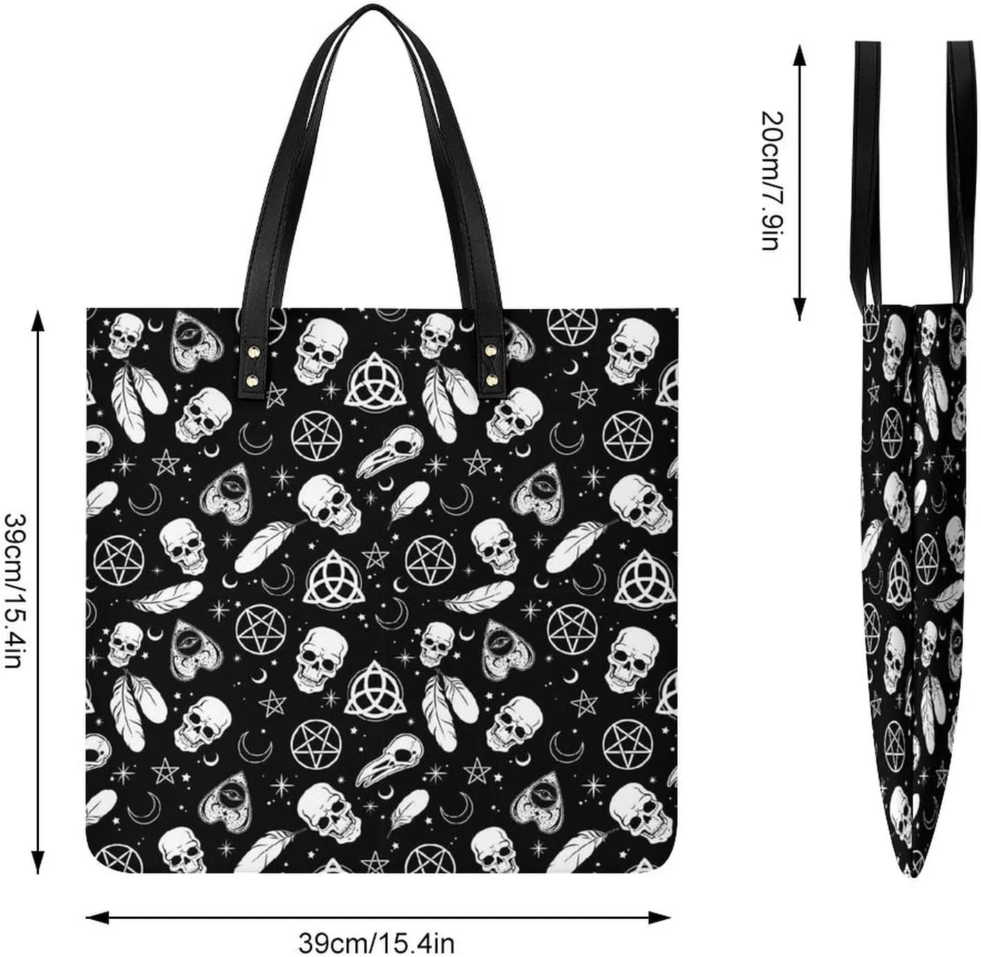Gothic Magic Witch Witchy Leather Handbag with Large Space, Fashionable Handbag