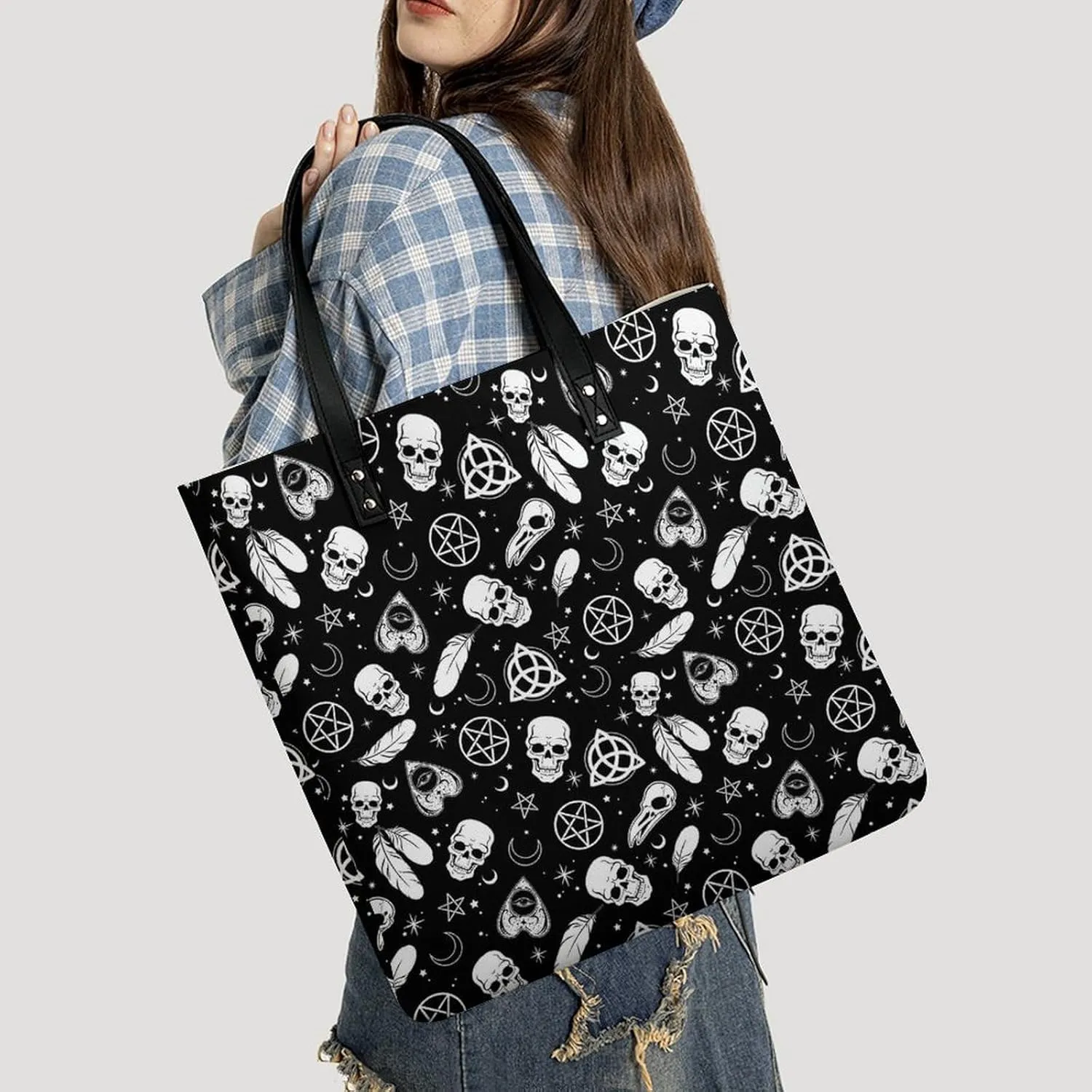 Gothic Magic Witch Witchy Leather Handbag with Large Space, Fashionable Handbag