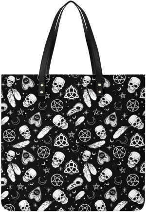 Gothic Magic Witch Witchy Leather Handbag with Large Space, Fashionable Handbag