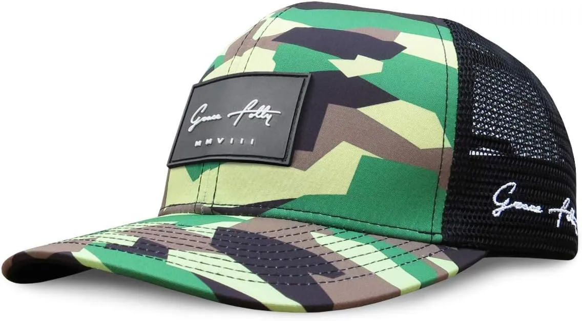 Grace Folly Trucker hat for Men or Women- Many Cool Designs (Camo)