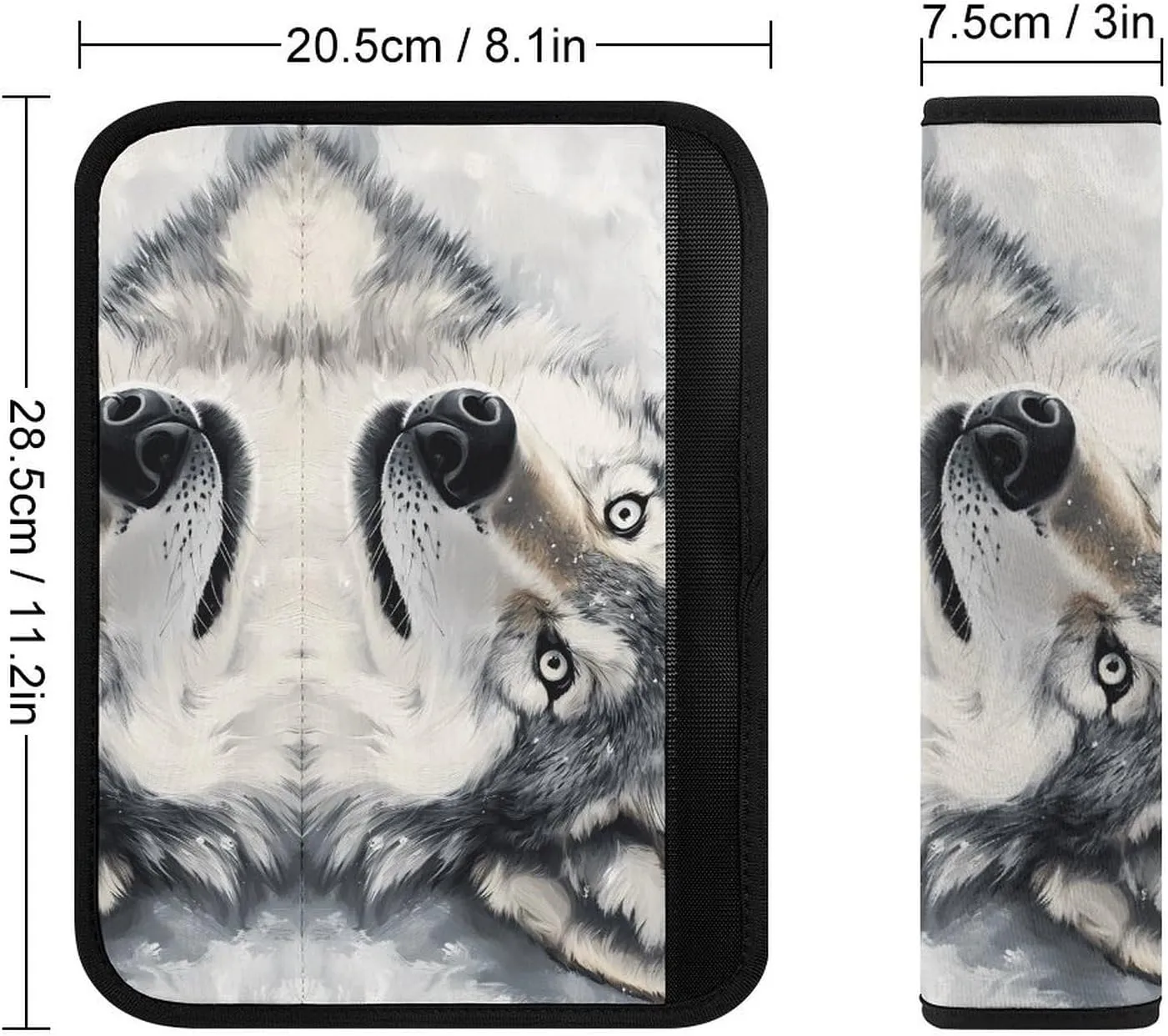 Gray Wolf Lying on Snow Fashion Car Seat Belt Cover Pad for Shoulder Bag Camera Soft Comfort Accessories 2PCS