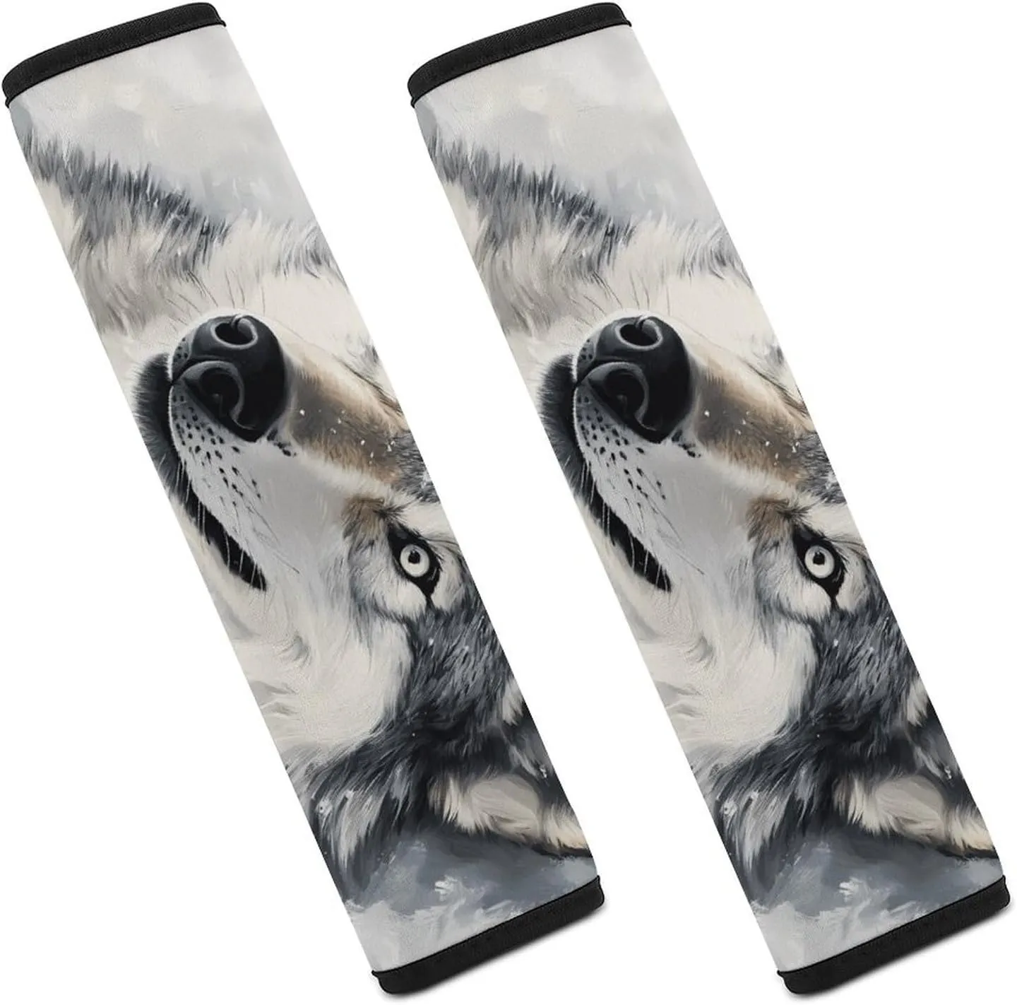 Gray Wolf Lying on Snow Fashion Car Seat Belt Cover Pad for Shoulder Bag Camera Soft Comfort Accessories 2PCS