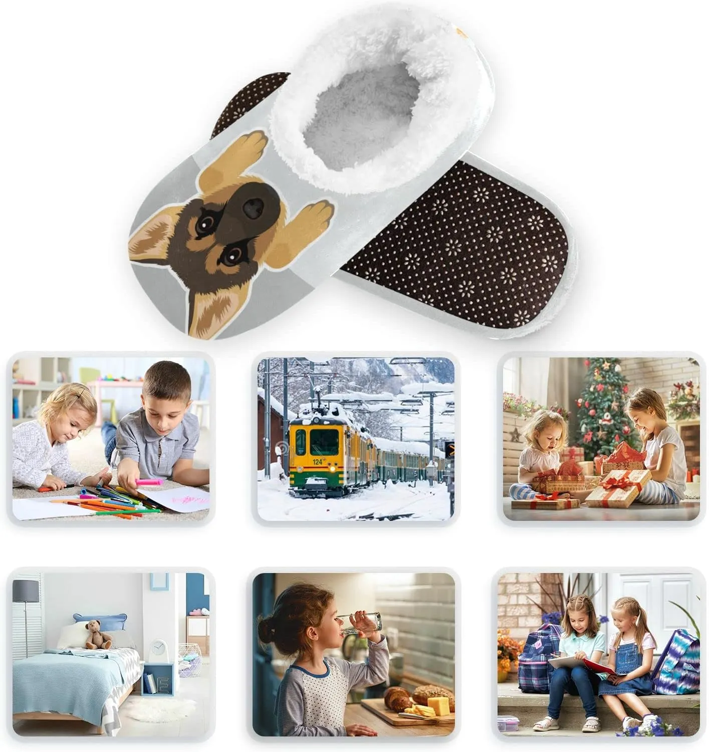 Gredecor Boys Girls Toddler Slippers Home House Slippers Warm Fur Non Slip Plush Indoor Slipper Socks for Kids¡­