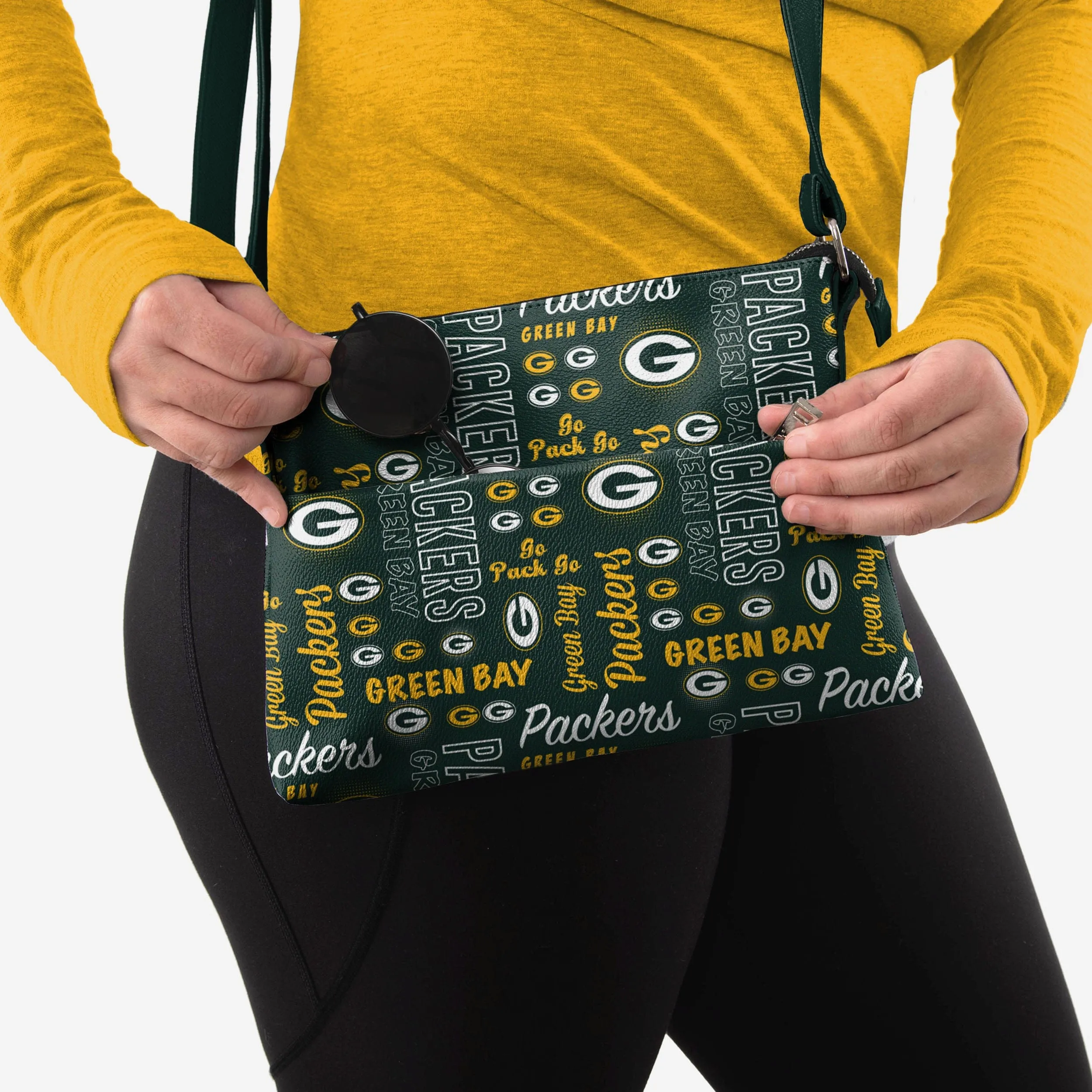 Green Bay Packers Spirited Style Printed Collection Foldover Tote Bag