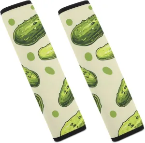 Green Pickles Cucumbers Fashion Car Seat Belt Cover Pad for Shoulder Bag Camera Soft Comfort Accessories 2PCS