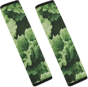 Green Vegetables Camouflage Fashion Car Seat Belt Cover Pad for Shoulder Bag Camera Soft Comfort Accessories 2PCS