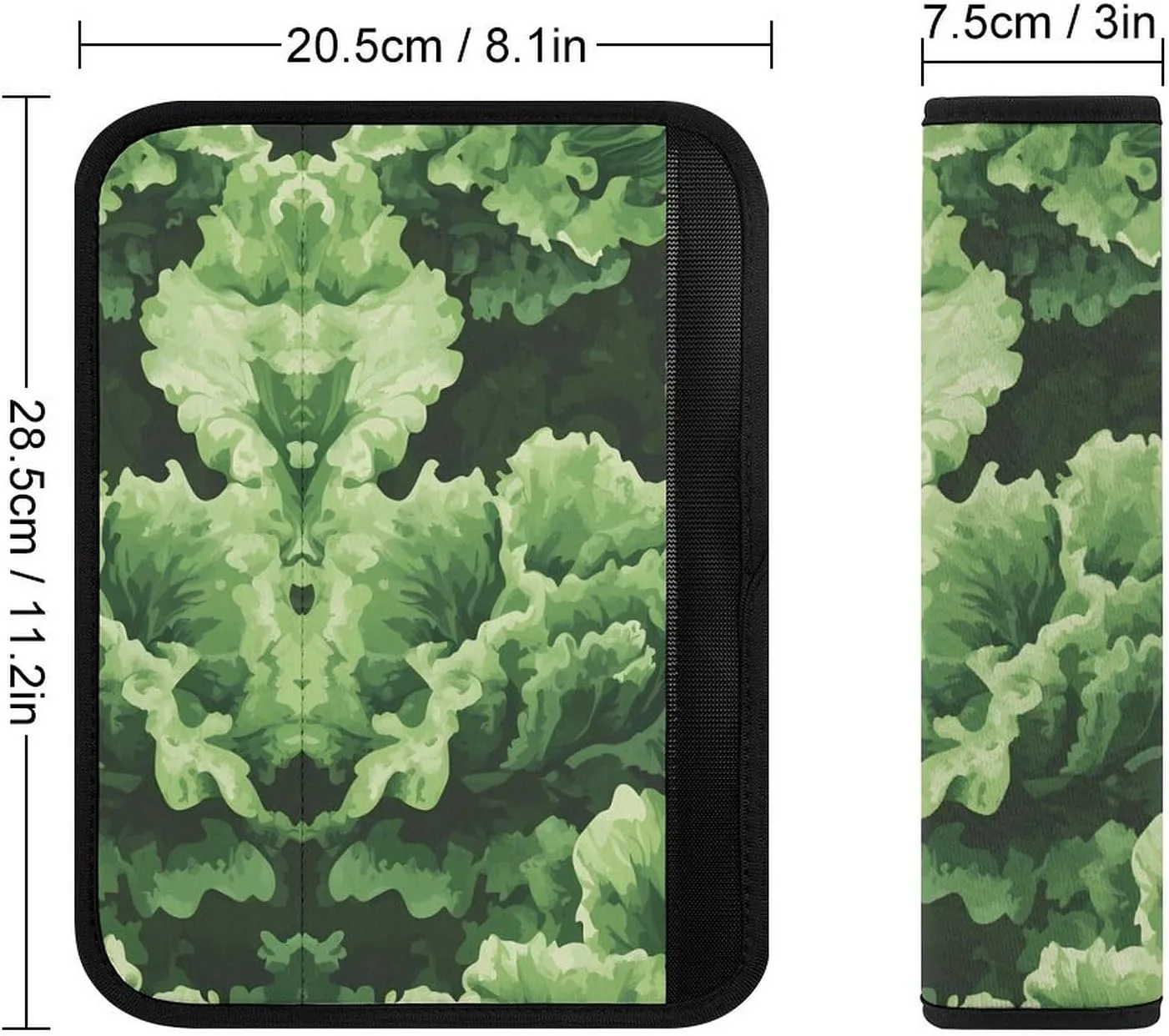 Green Vegetables Camouflage Fashion Car Seat Belt Cover Pad for Shoulder Bag Camera Soft Comfort Accessories 2PCS