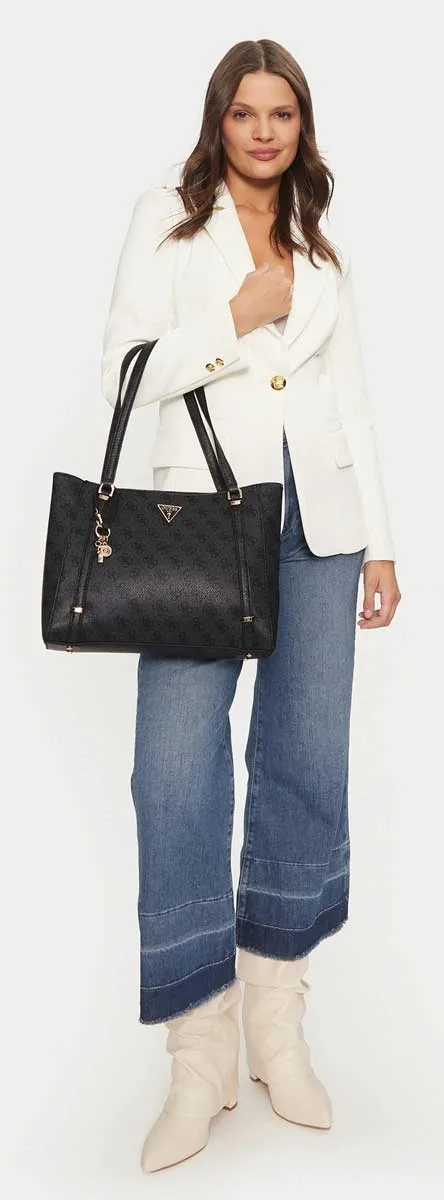 Guess Eco Erica Elite Tote Bag In Coal For Women