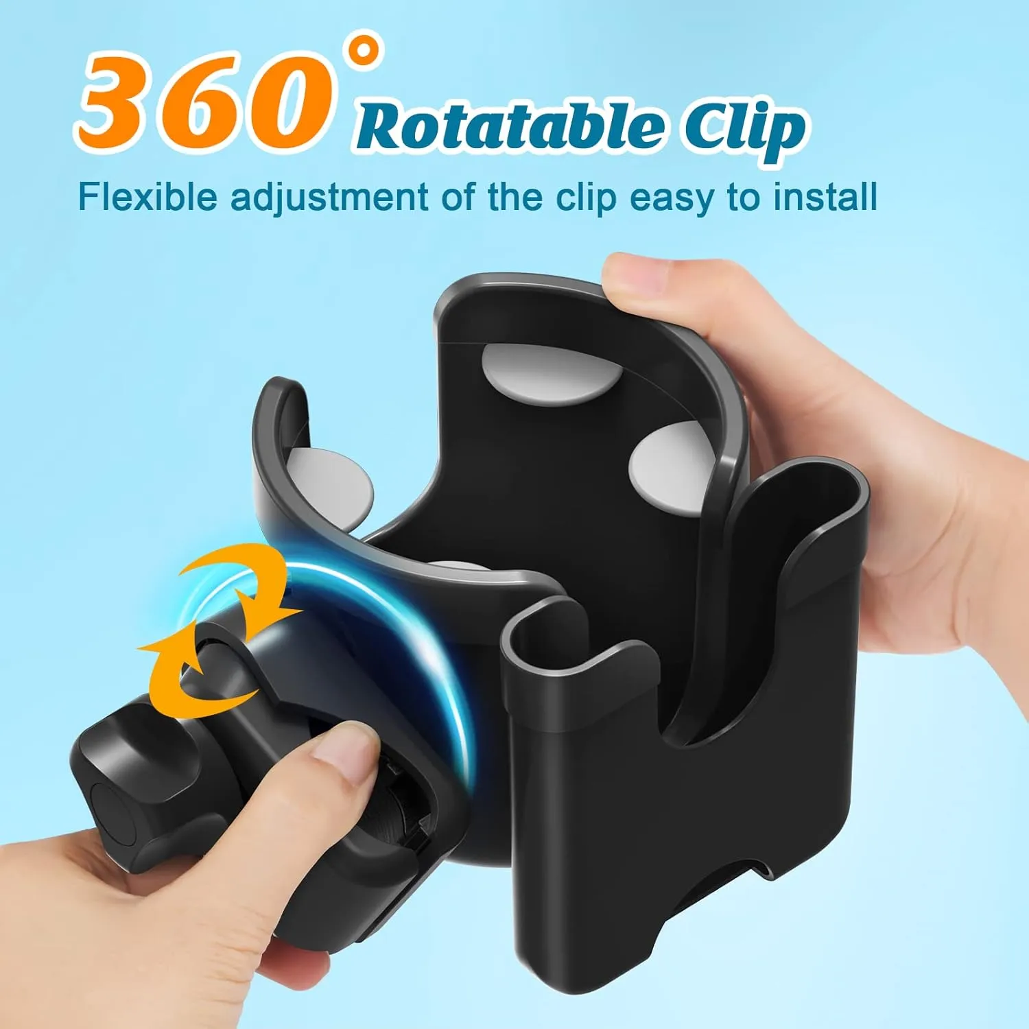 Guiseapue 2 Packs Cup Holder for Walker: Stroller Cup Holder Attachment with Phone Holder, Wheelchair/Stroller Accessories for Uppababy, Nuna, Doona, Bike, Scooter, Baby Travel Essential
