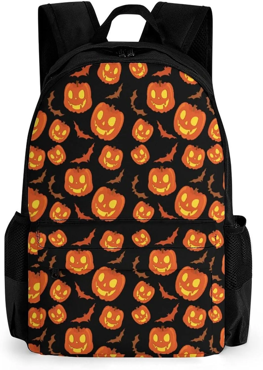 Halloween Party Night Pumpkin Black Backpack Polyester Multipurpose Anti-Theft Shoulder Bag Big Capacity Gym Outdoor Hiking Backpack With Padded Straps
