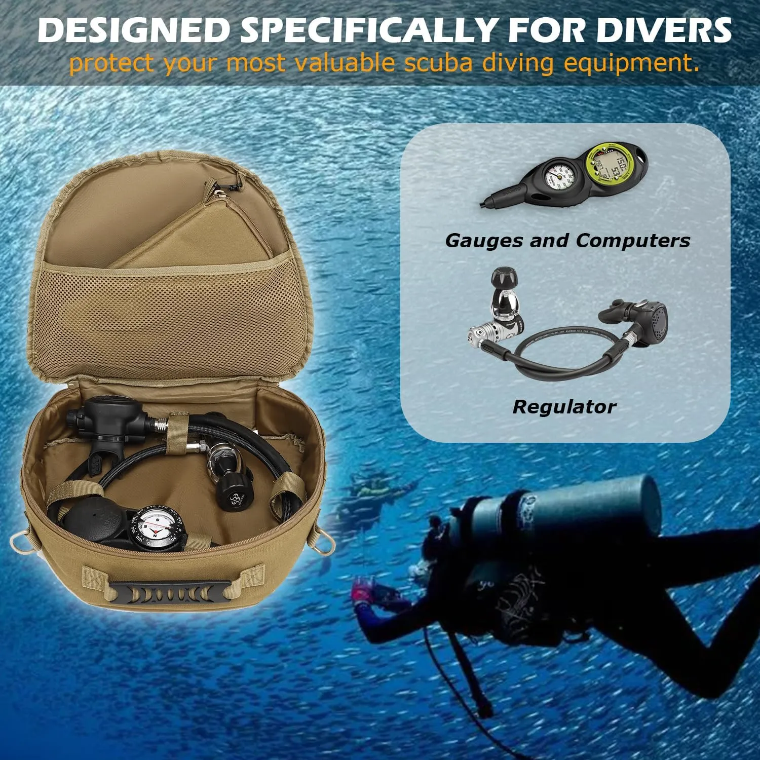 HAMBOLY Scuba Regulator Bag Padded Diving Regulator Protective Case Diving Snorkeling Gear Storage Carry Pouch