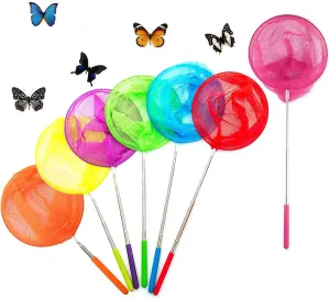 Haploon 14 Pack Colored Telescopic Butterfly Nets Bug Insect Net Bug Net Insect Catcher Net Fishing Net,Outdoor Toy for Playing, Extendable from 19" to 34" (7 Colors)