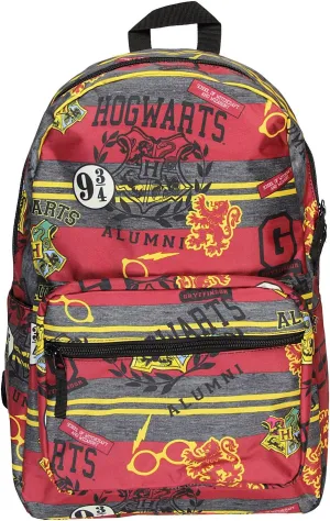 Harry Potter Hogwarts of Witchcraft and Wizardry Alumni Patch Gryffindor Allover Print Backpack Book Bag