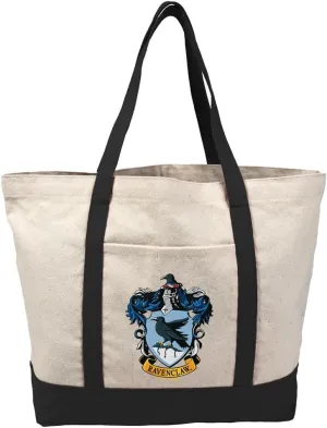 Harry Potter Hogwarts School Crest Tote Bag With External Pocket, Reusable Shoulder Bag for Shopping, Beach, Royal Collection