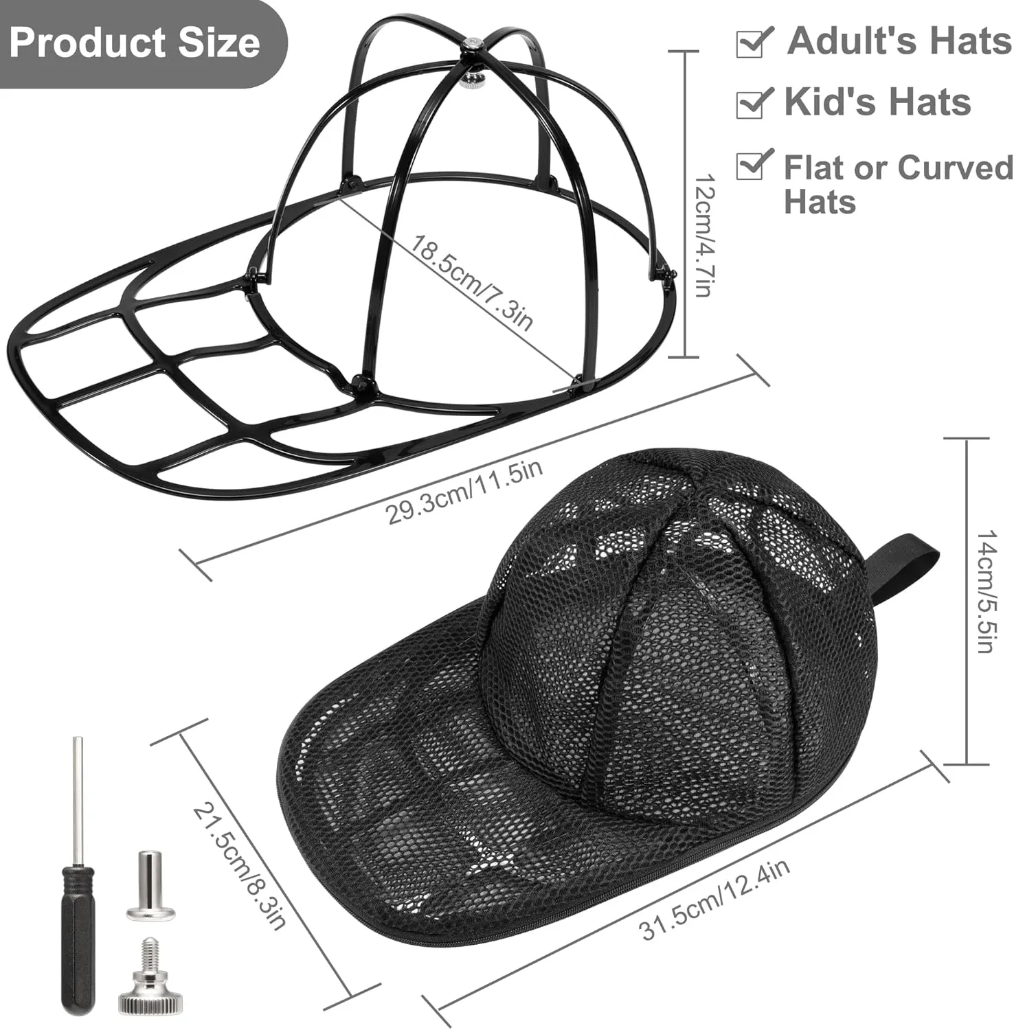 Hat Cleaner, 1Pack Baseball Caps Protector Holder for Washing Machine or Dishwasher, Fit for Adults and Kids
