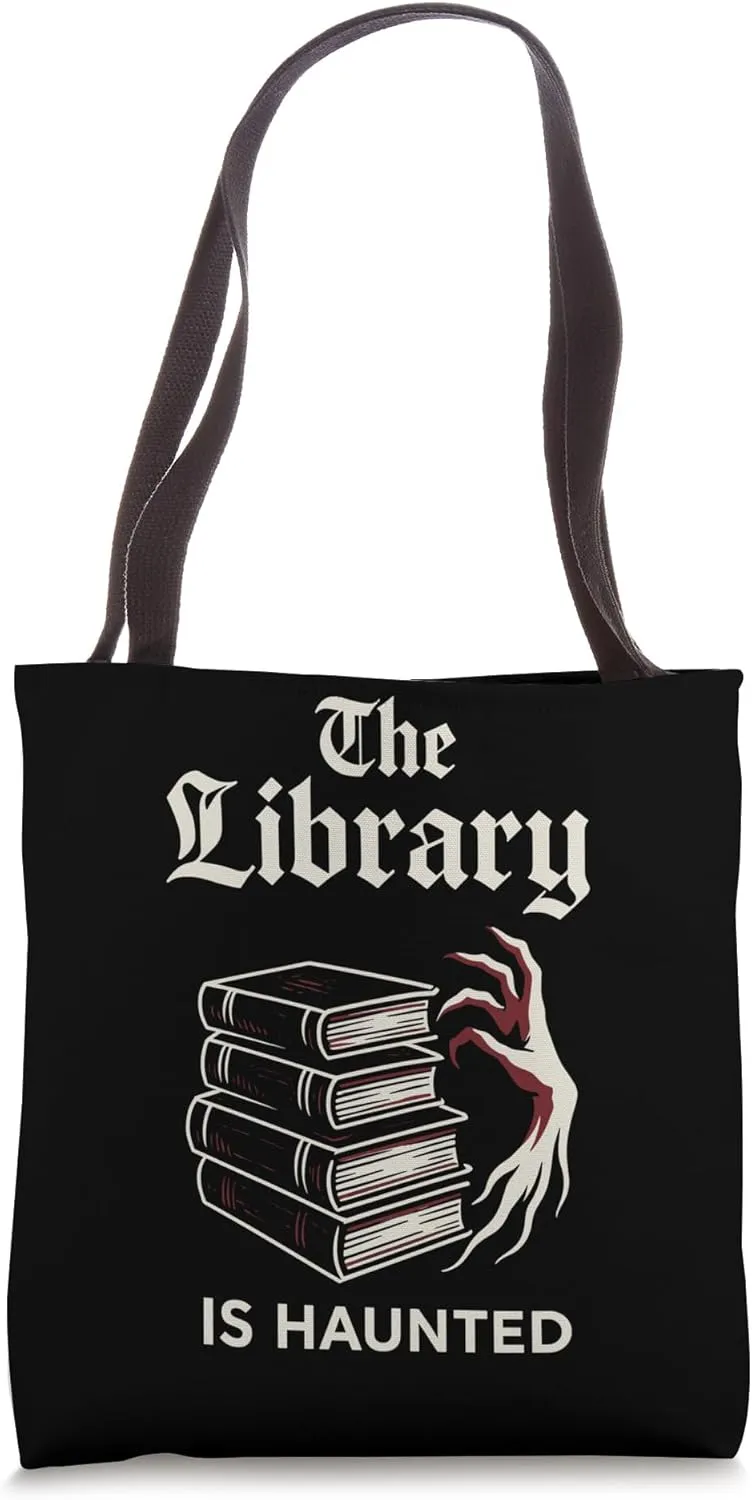 Haunted Library Gothic Books Ghostly Archives Spooky Reader Tote Bag