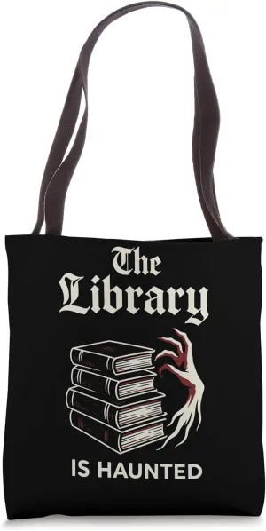 Haunted Library Gothic Books Ghostly Archives Spooky Reader Tote Bag