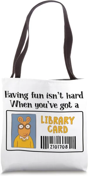 Having Fun Isn't Hard Library Card Reading Book Librarian Tote Bag