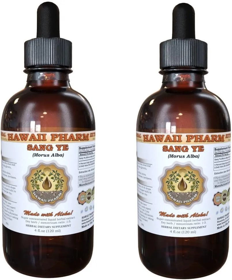HawaiiPharm Sang Ye Tincture, Sang Ye, Mulberry (Morus Alba) Leaf Liquid Extract, Herbal Supplement 2x4 fl.oz