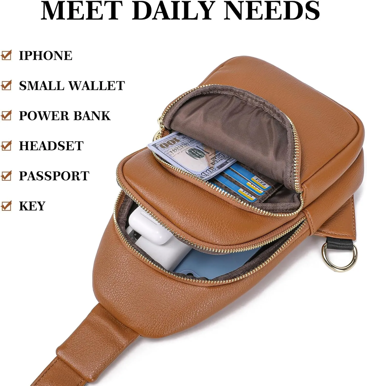 Haytijoe Crossbody Bags for Women Leather Sling Bag Anti-theft Cross Body Bag Travel Sling Purse Chest Bags Fanny Packs