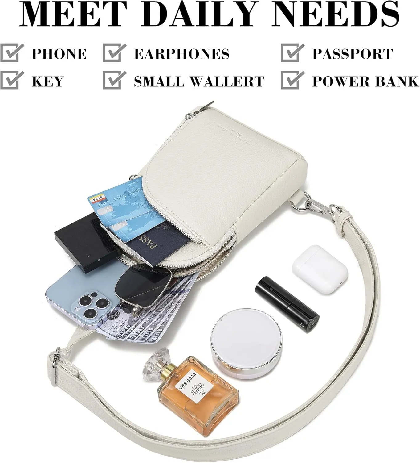 Haytijoe RFID Blocking Crossbody Bags for Women Travel Small Sling Bag Leather Cross Body Bag for Woman Fanny Packs Chest Bag