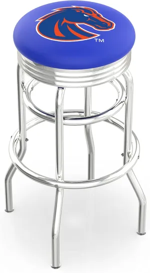 HBS L7C3C Boise State 25" Double-Ring Swivel Counter Stool with Chrome Finish
