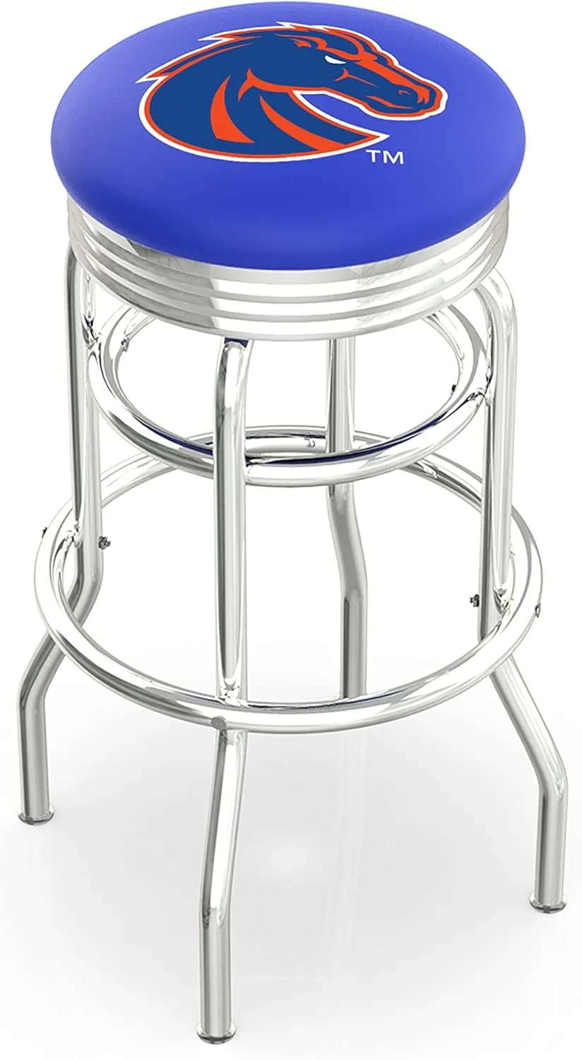 HBS L7C3C Boise State 25" Double-Ring Swivel Counter Stool with Chrome Finish