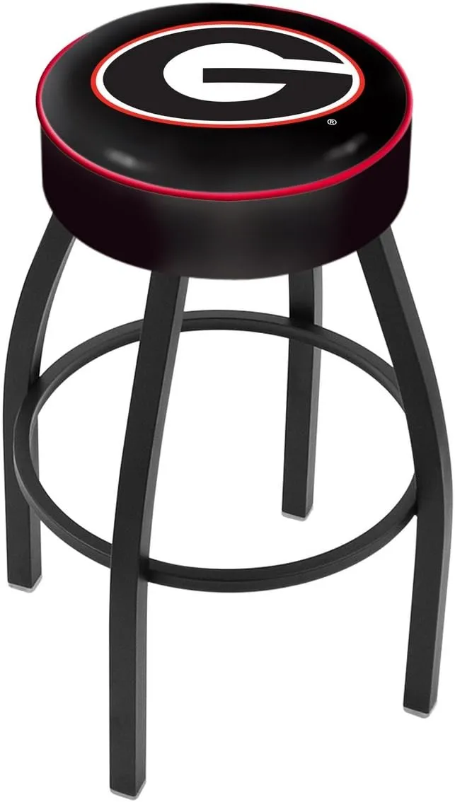 HBS L8B1-4" Boise State Cushion Seat with Black Wrinkle Base Swivel Bar Stool by The Holland Bar Stool Company