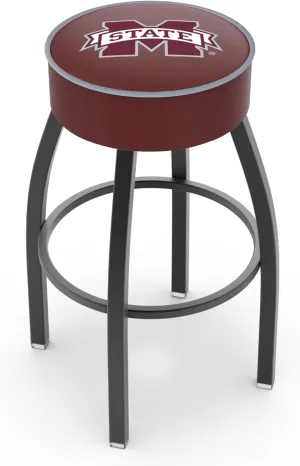 HBS L8B1-4" Boise State Cushion Seat with Black Wrinkle Base Swivel Bar Stool by The Holland Bar Stool Company