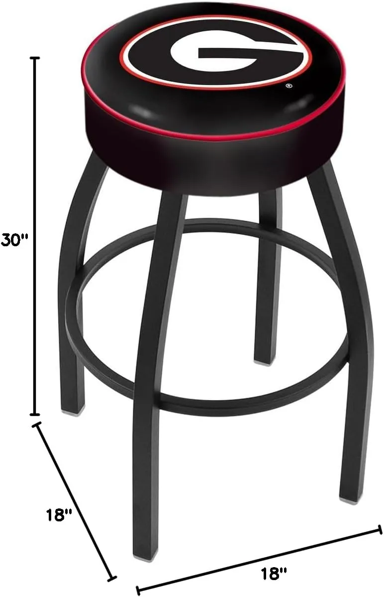HBS L8B1-4" Boise State Cushion Seat with Black Wrinkle Base Swivel Bar Stool by The Holland Bar Stool Company
