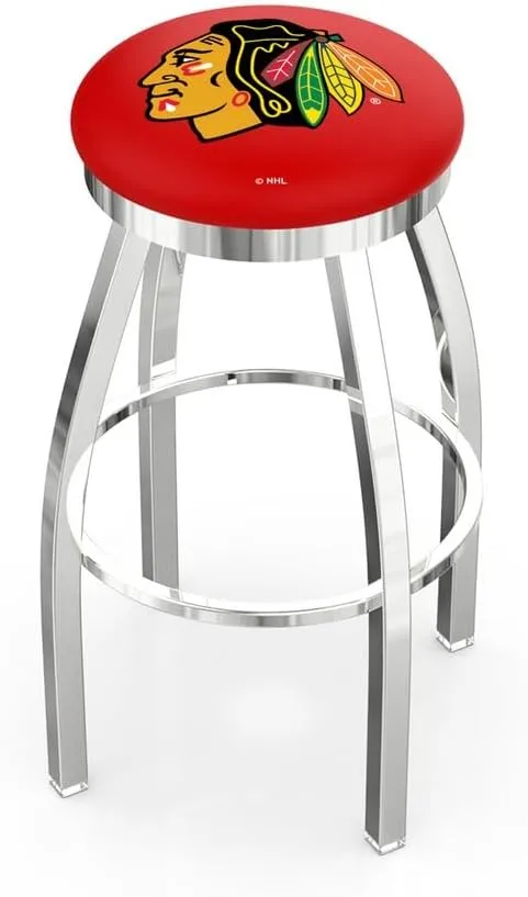 HBS L8C2C Chicago Blackhawks 30" Swivel Bar Stool with Chrome Finish