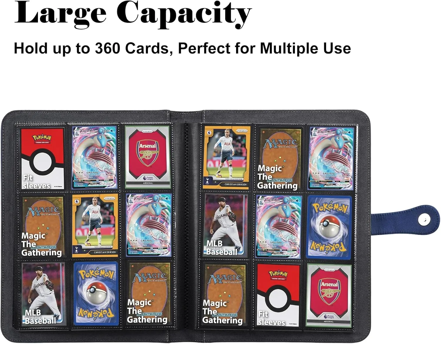 HerriaT Trading Card Binder, 9 Pocket PU Cover Card Collection Binder for 360 Cards, Premium Card Book, Sturdy Card Holder Folders, Card Album for YuGiOh, MTG, TCG, Game Cards & Sports Cards