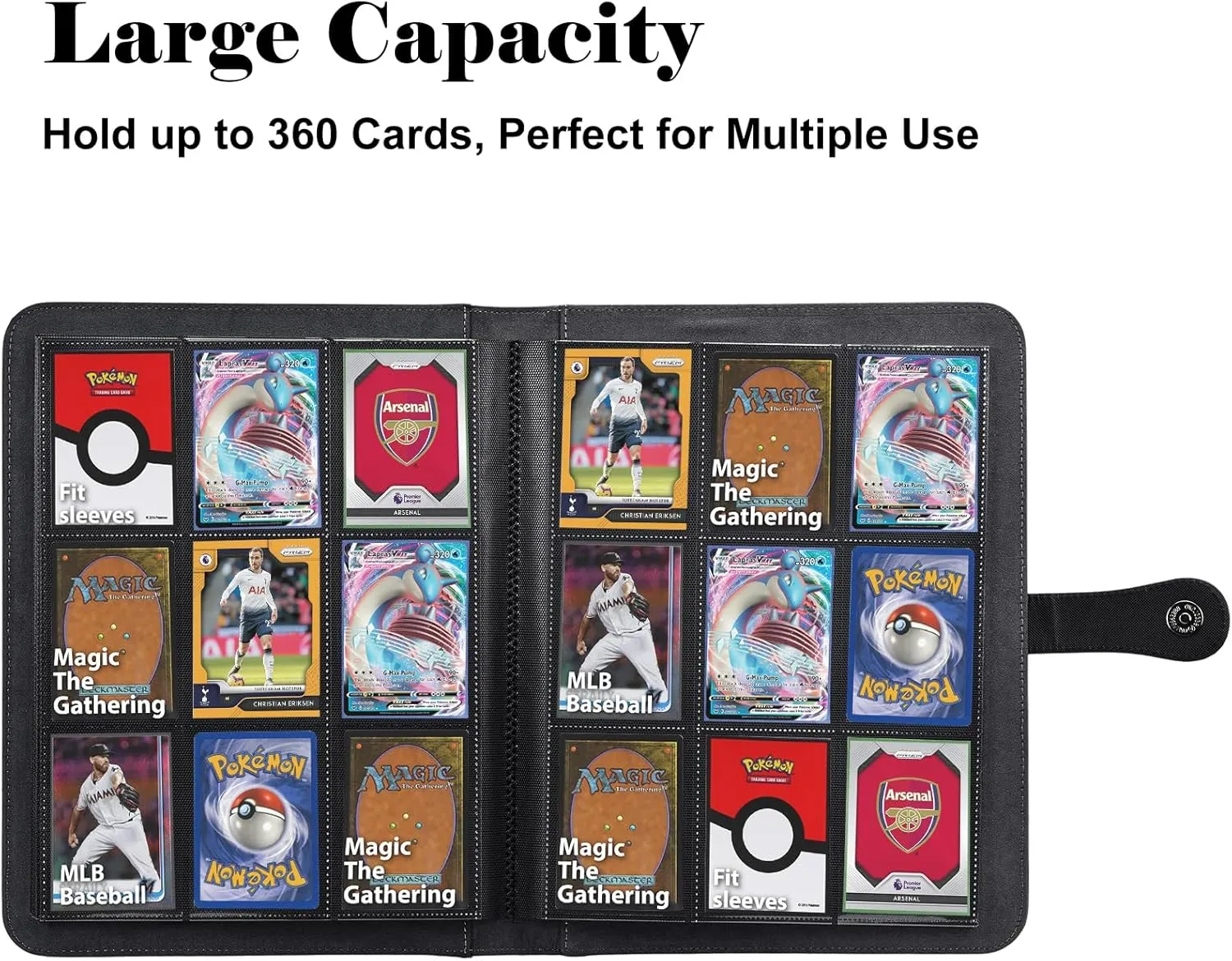 HerriaT Trading Card Binder, 9 Pocket PU Cover Card Collection Binder for 360 Cards, Premium Card Book, Sturdy Card Holder Folders, Card Album for YuGiOh, MTG, TCG, Game Cards & Sports Cards