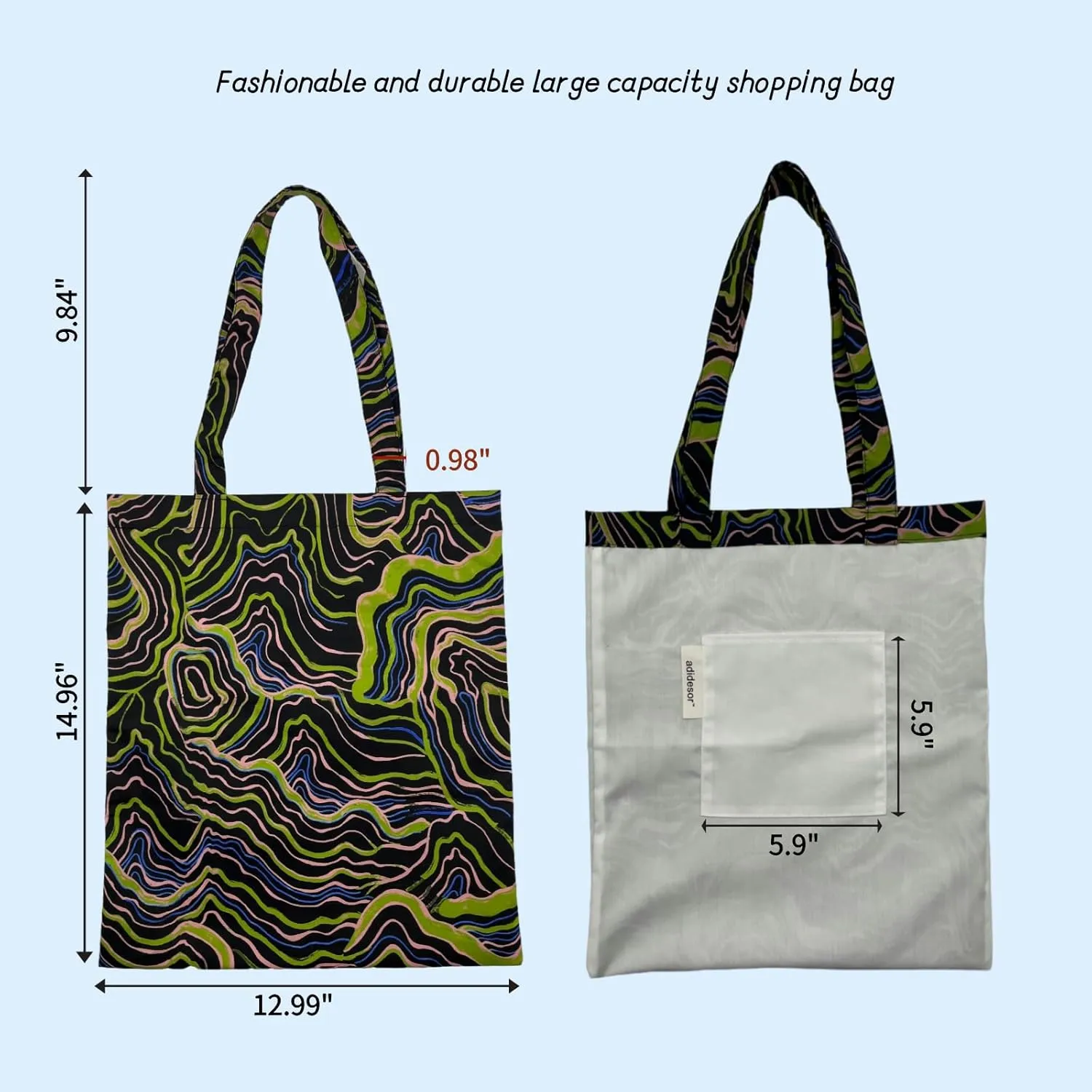 High-Density Cotton Stylish Shoulder Bag for Women, Reusable Tote Bag for Grocery, Shopping, Beach Bag